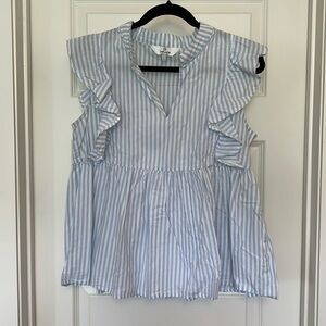LaRoque Blue and White Stripe Top Size Large